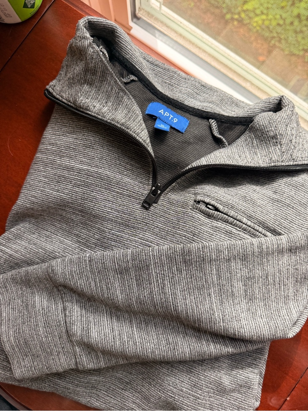 Apt. 9 Men's Heather Gray Half-Zip Ribbed Sweater